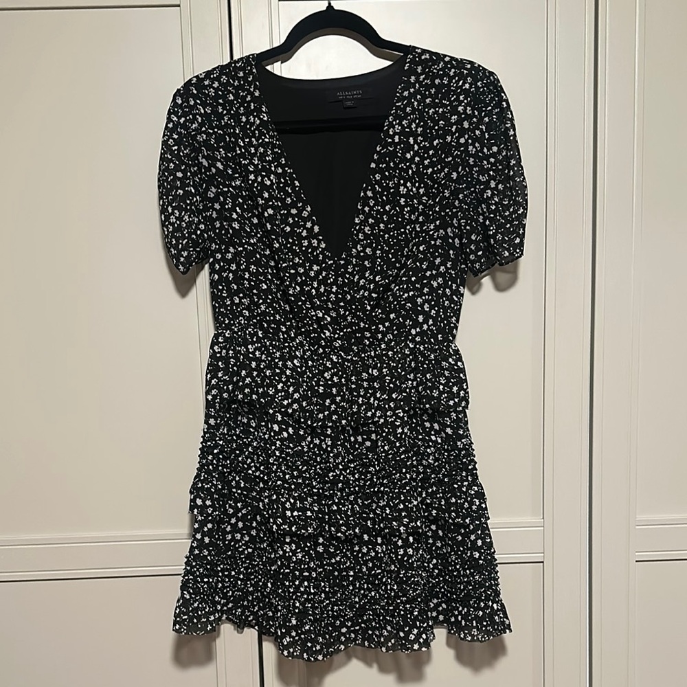 AllSaints black floral mini dress